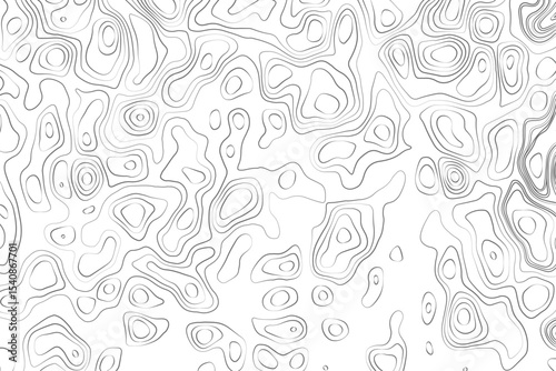 Minimalist topographic contour lines on a clean white background, smooth elevation curves, black fine lines, abstract geographic map style, elevation lines forming organic shapes, high contrast, 