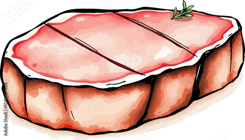 Watercolor vector illustration of a steak.