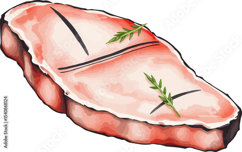 Watercolor vector illustration of a steak.