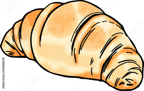 Watercolor vector illustration of a croissant.