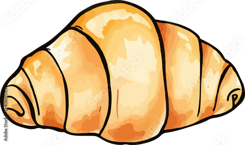 Watercolor vector illustration of a croissant.
