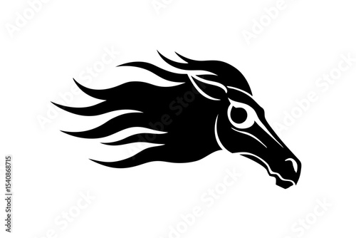 Horse Skull on White Background with Wind – Mystical Eerie Art