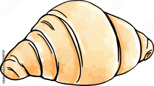 Watercolor vector illustration of a croissant.