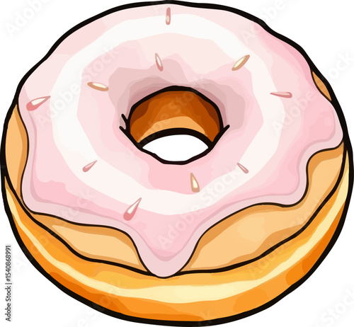 Watercolor vector illustration of a donut.