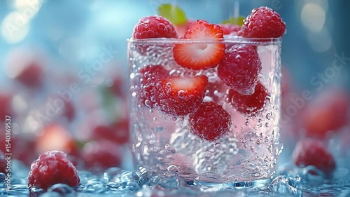 Sparkling Raspberry Strawberry Drink with Summer Refreshment.