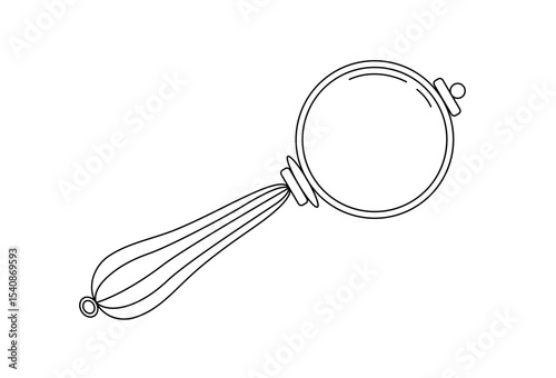 Magnifying glass simple outline hand drawn illustration, old retro tool for search and exploration, doodle style loupe school accessory to look carefully any object for design, decor