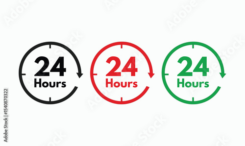 24 hours service icon design set