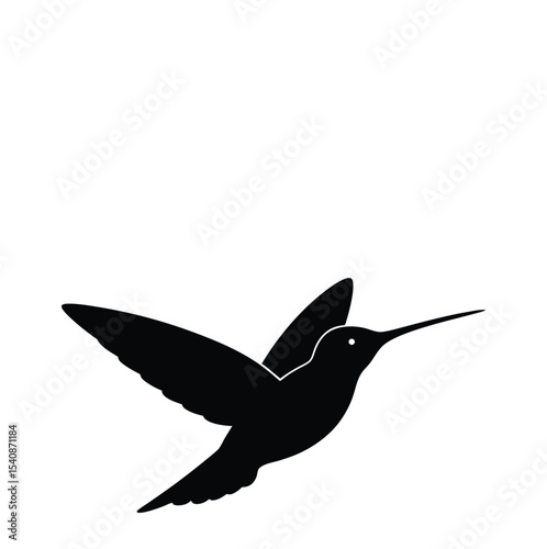 Tiny hummingbird hovering mid flight in elegant nature theme silhouette