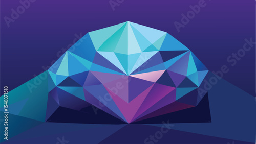 Abstract geometric diamond shape in gradient blue and purple colors on transparent background