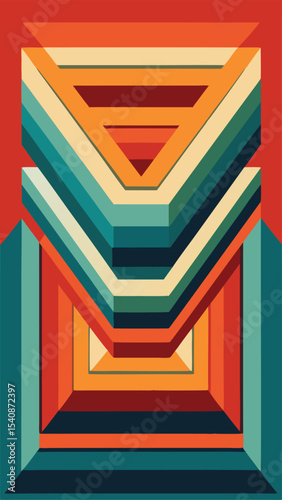Abstract geometric illustration in a retro color palette suitable for design projects