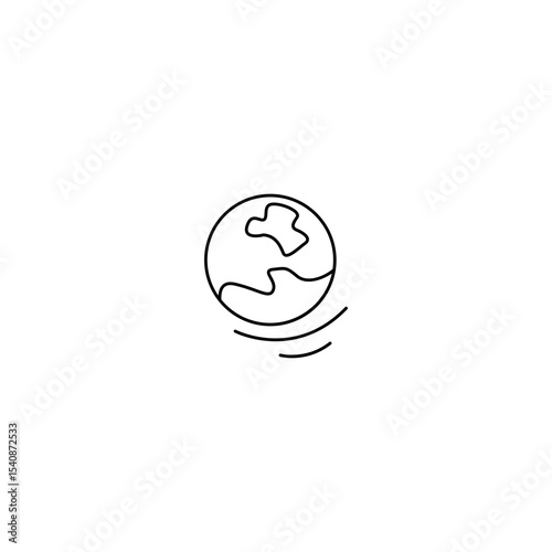 Hand drawn Earth Doodle Line Art. Outline Vector Illustration. Isolated on White Background.   
