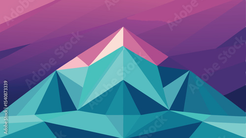 Abstract geometric mountain landscape in shades of blue and purple design element