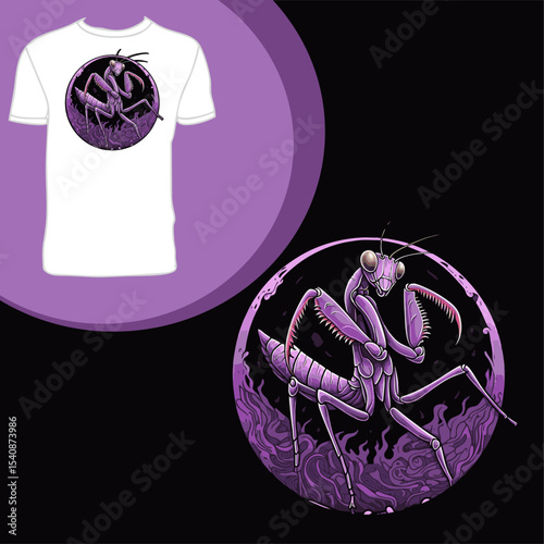 praying mantis illustration. ready to print t-shirt design