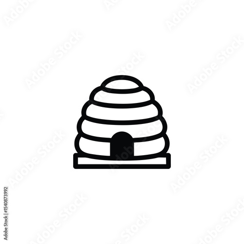 Beehive Skep Monochrome Line Icon Apiculture Honey