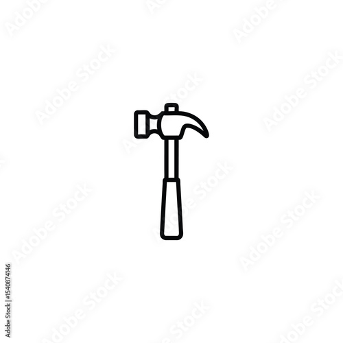 Claw Hammer Tool Monochrome Line Icon Isolated Graphic