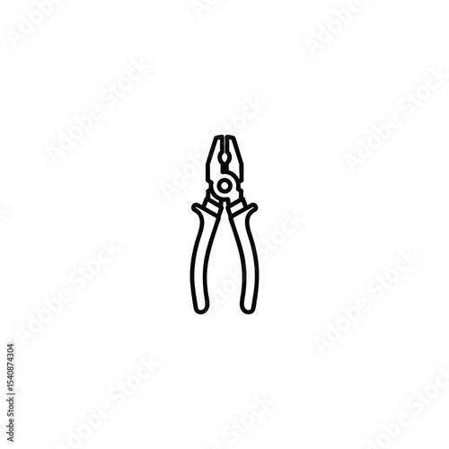 Combination Pliers Tool Monochrome Line Icon Design