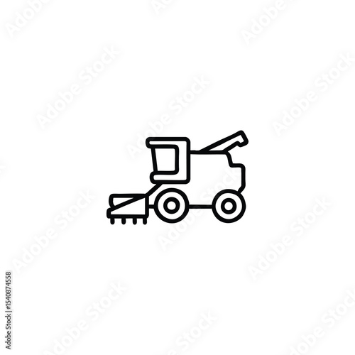 Combine Harvester Monochrome Line Icon Agriculture