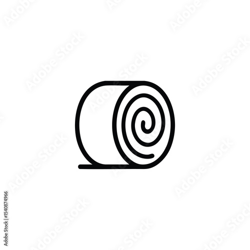Hay Bale Round Monochrome Line Icon Farm Harvest