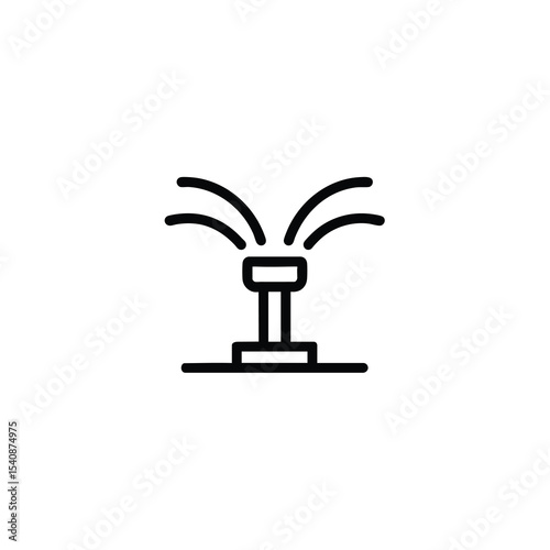 Irrigation Sprinkler Monochrome Line Icon Water Spray