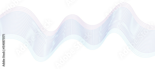 Abstract colorful wave lines flowing smoothly on a light background, vibrant gradient colors like blue, purple, pink, and orange, smooth curves and layered transparency, fluid motion effect.