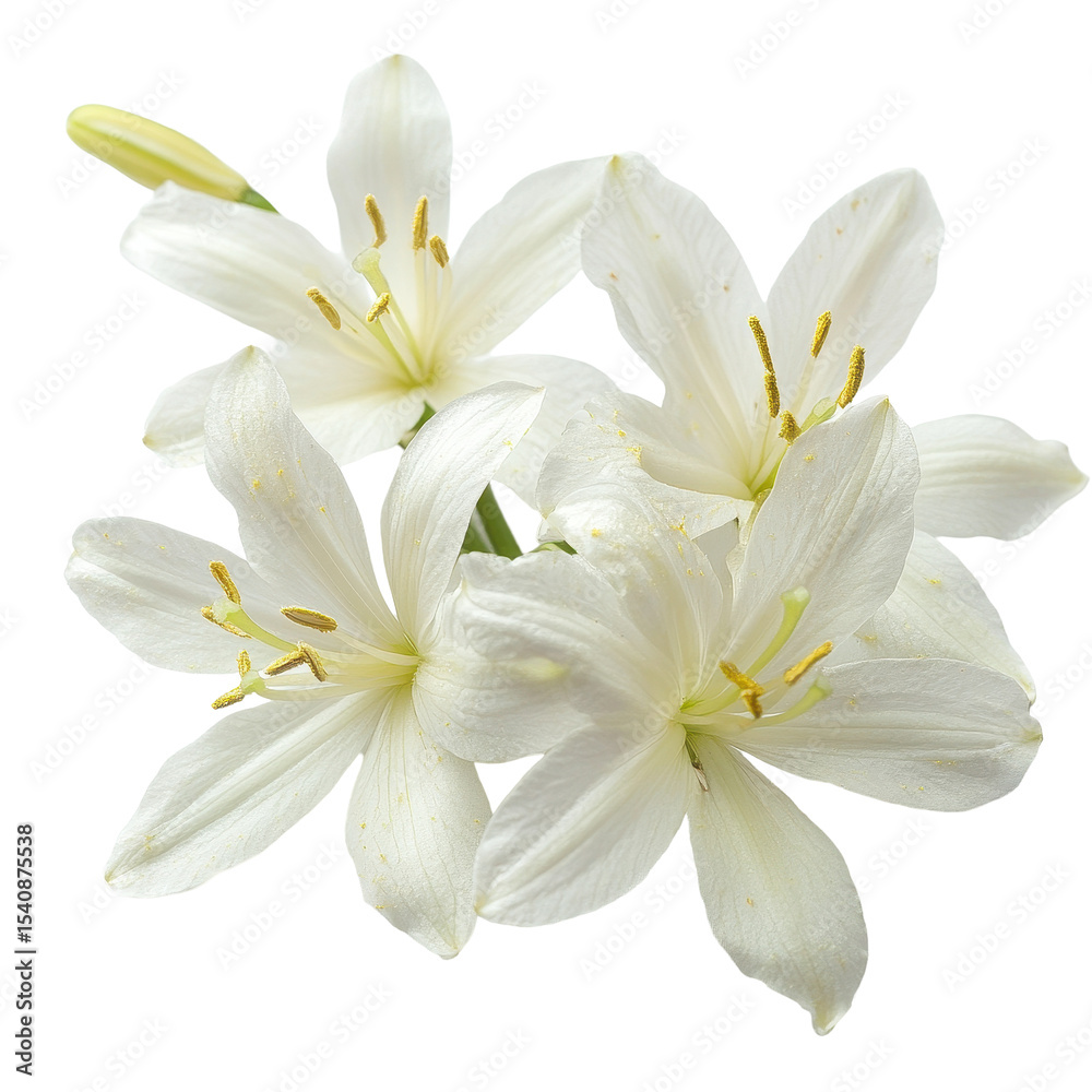 Obraz premium Stunning closeup of delicate white flowers isolated on a pristine Transparent background with intricate details, Closeup image white flowers isolated on PNG background
