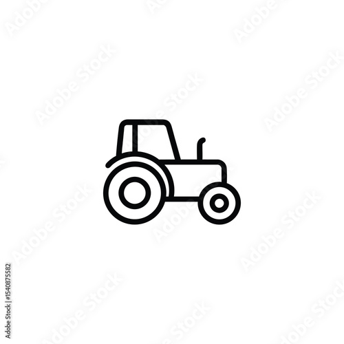 Tractor Monochrome Line Icon Farm Vehicle Silhouette