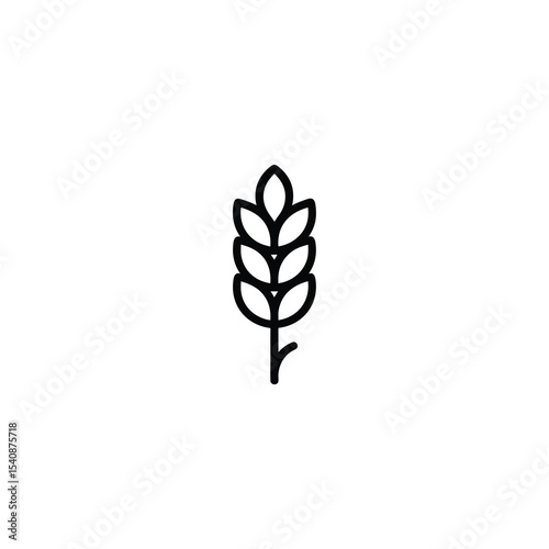 Wheat Stalk Monochrome Line Icon Cereal Grain Vector