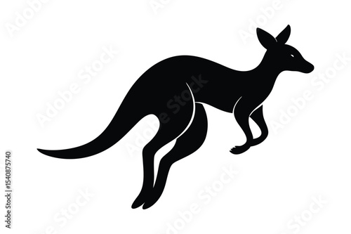 Silhouette of a kangaroo jumping in fast motion vector illustration.