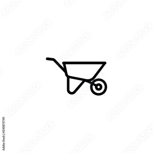 Wheelbarrow Monochrome Line Icon Gardening Cart