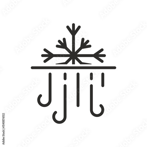 Flow cold wind icon. Linear vector illustration. Cool air of conditioner. Simple symbols. Air curtain. Snowflake and swirl lines. Freeze concept.