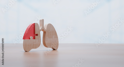 Symbolic representation of lungs using wooden blocks — Conceptual image for health, medicine, and organ donation campaigns.