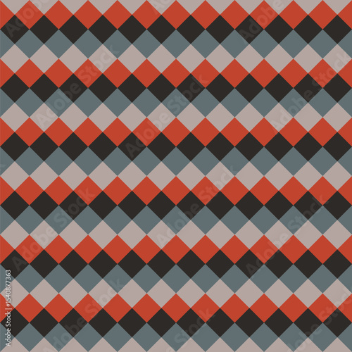 Pattern created from orange, black and grey diamonds