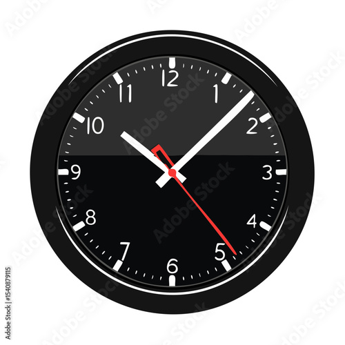 Clock Face Close-up Time Reading Isolated on Black Background