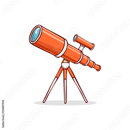 Whimsical cartoon telescope icon set on a tripod for astronomy and stargazing explorations cosmic explorations education science