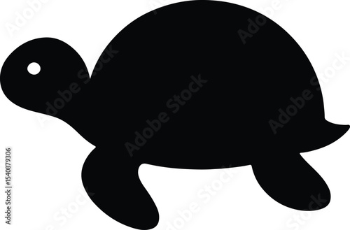 Silhouette turtle reptile animal black and white vector illustration