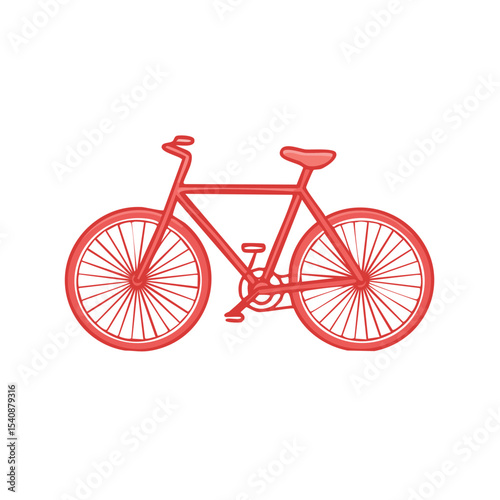 Isolated Red Bicycle Illustration Classic Design Transportation Vehicle Cycling