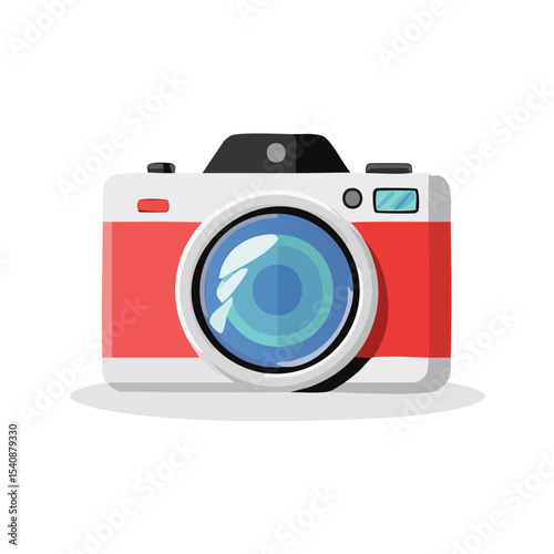 Camera illustration flat design style for photography concept and visual communication with red and white colors great for any project