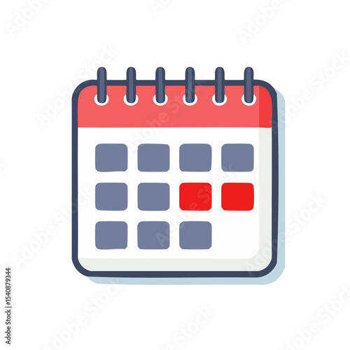 Calendar icon with red highlight days marking schedule or event appointments with dark background