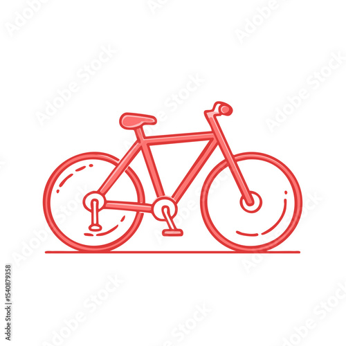 Red Bicycle Illustration Minimalist Design Pedal Bike Cycling Transportation