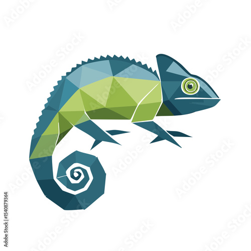 Geometric Chameleon Design Modern Polygon Shapes Colorful Animal Illustration Reptile Wildlife Art