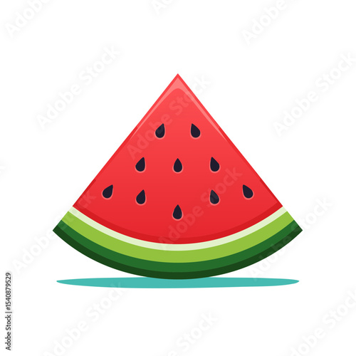 Watermelon Slice Illustration with Seeds Fresh Summer Fruit Dessert Sweet Food Red Rind Triangle Piece Isolated