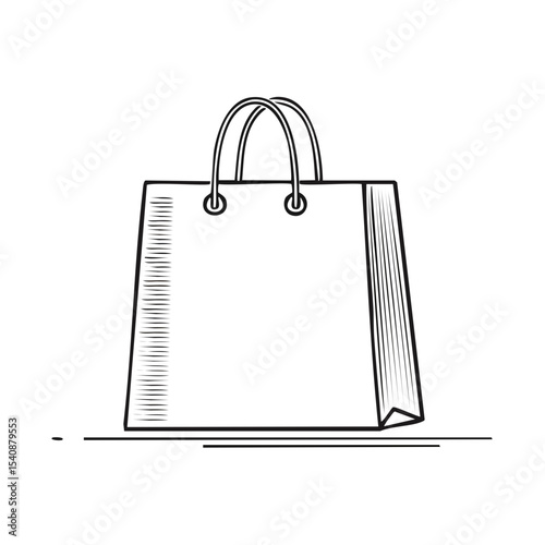 Hand drawn shopping bag illustration with dark background for retail business advertising or store branding design elements