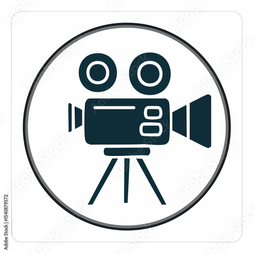 Vintage movie camera icon vector illustration a timeless symbol of filmmaking cinematic history and artistic expression in video production