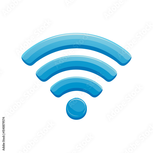 Glossy Blue Wifi Symbol on Black Background Wireless Connection and Technology Internet Communication Access Point
