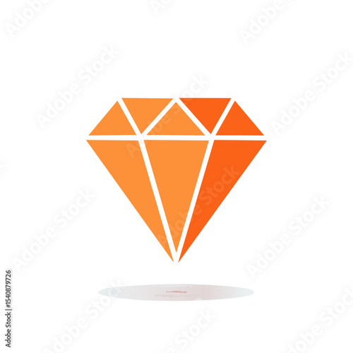 Stylized Diamond on Black Backdrop with a Gleaming White Reflection
