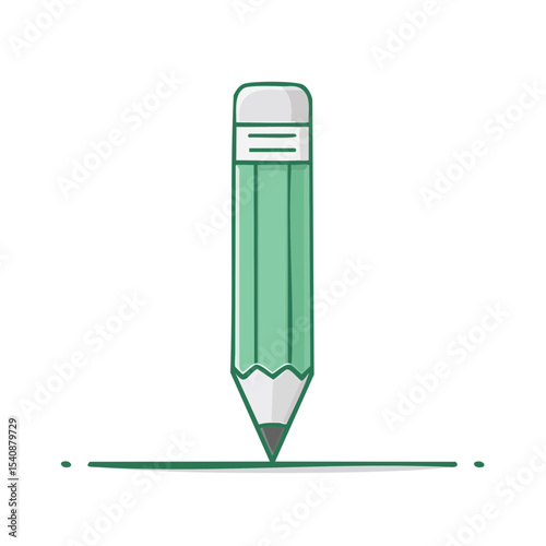 Illustration of a Mint Green Pencil Drawing a Line on a Black Background For Educational Content and Design Ideas