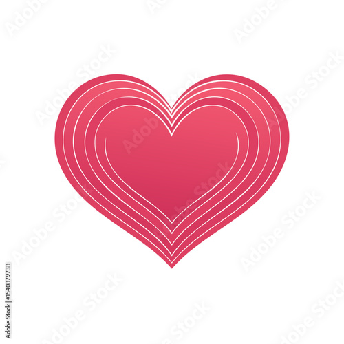 Modern Pink Heart Shape with Multiple Outline Borders on Black Background, Valentines or Love Theme, Design Element