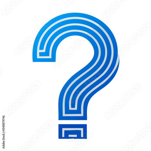 Blue Question Mark with White Stripes on Black Background Symbol of Uncertainty