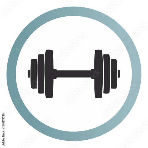 Dumbbell weightlifting icon for health fitness gym training and exercise in a circular frame