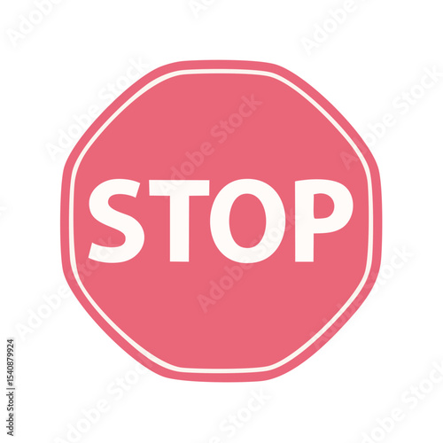 Pink Stop Sign with White Text A Signal to Halt or Be Cautious for Road Safety Regulations and Symbolism with a Modern Design